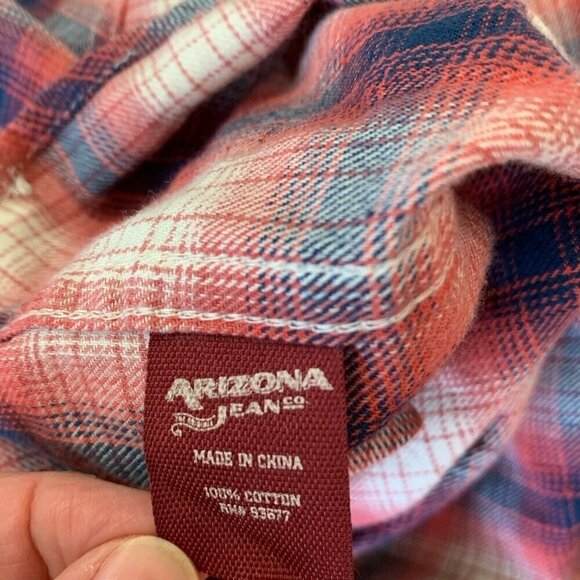 Arizona Men's Small Long Sleeve Shirt Flannel Plaid Red Blue White New - Picture 11 of 12